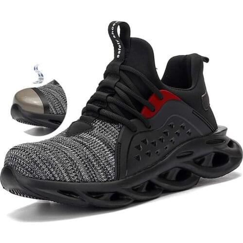 Men Fashion Sneaker Lightweight Breathable Outdoor Steel Toe Cap Anti-Smashing Protective Work Shoes Boots Zapatos Hombre