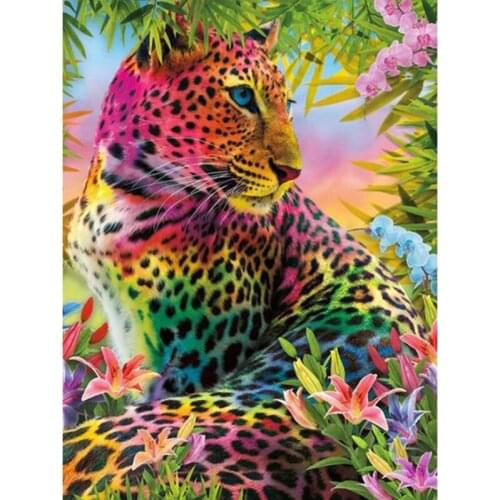 5D DIY Diamond Painting Kit Animal Full Square Drill Diamond Embroidery Cross Stitch Leopard Mosaic Tiger Handmade Gift