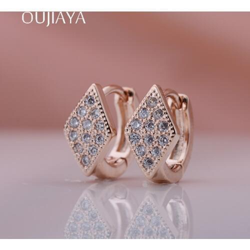 OUJIAYA New Micro Wax Inlay Dangle Earrings 585 Rose Gold Small Women Natural Zircon Drop Earrings Wedding Party Jewelry hot A50