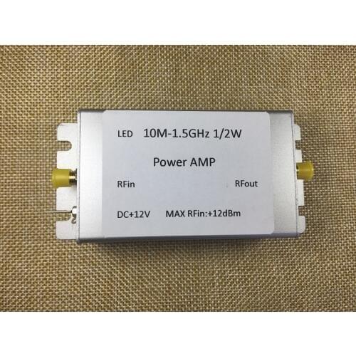 New 1pc RF broadband power amplifier power 10M-1.5GHz 32dB gain 27dBm shielded output