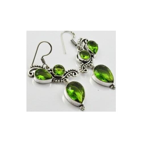 Peridots , Silver Overlay on Copper Earrings, , 57mm , E1998