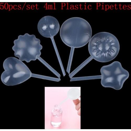 50pcs 4ML Plastic Pipettes Transparent Eye Dropper Squeeze Transfer Oil Pipette 6 Styles Hot