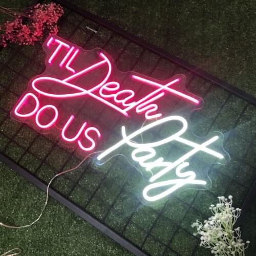 Custom Neon Sign Light Logo Death Do Us Party 3D Led Flex Transparent Acrylic Decor Neon Pink Decor Bar Light Display Signs