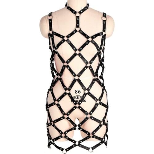 Bdsm Bondage Women Leather Harness Dress Belt Femdom Sexy Lingerie Bodysuits Fetish Bra Punk Garter Body Cage Straps Skirt
