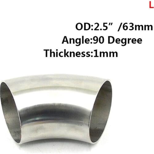 1PC 51mm 60mm 63mm OD Sanitary Butt Weld 90 Degree Elbow Bend Pipe stainless steel Car Exhaust Pipe muffler welded pipe