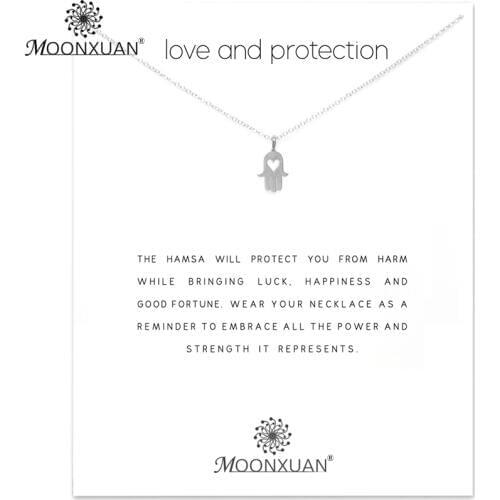 Sliver Heart Hamsa Hand Charm Statement Chain Pendant Necklace Choker Jewelry Kolye Women Collares Colar Collier Ketting Collar