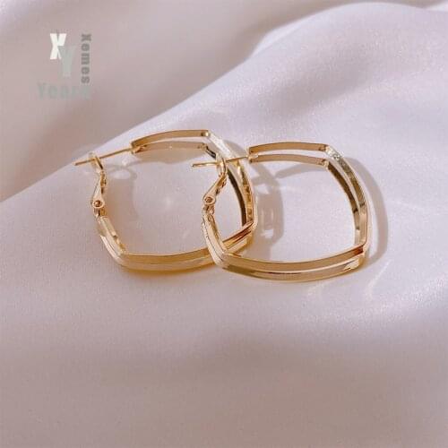 European and American Geometric Double-Layer Gold Hoop Earrings Korean Fashion Jewelry Unusual Accessories For Gothic Woman
