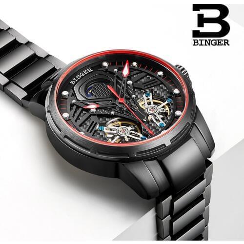 Switzerland BINGER Mens Watches top brand luxury Automatic mechanical sport watch men wirstwatch Tourbillon Reloj hombres 2020