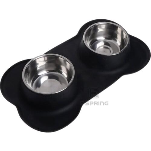 Silicone bone double dog bowl, new silicone pet bowl, pet food silicone mat, silicone pet placemat