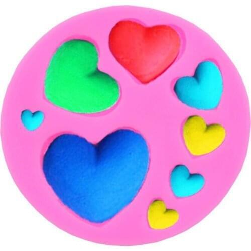 Loving Heart Shape Silicone Fondant Mold DIY Colorful Sweet Heart Chocolate Candy Paste Cake Decorating Tool Mold