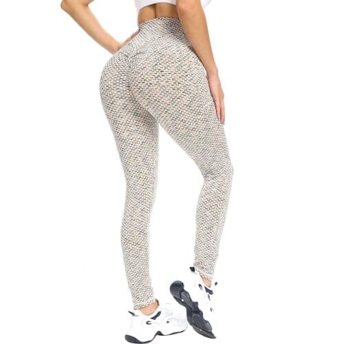 High Waist Sport Leggings Women Workout Pants Hip Lift High Elastic Fitness Pants Colorful Honeycomb Yoga Pants with Pocket