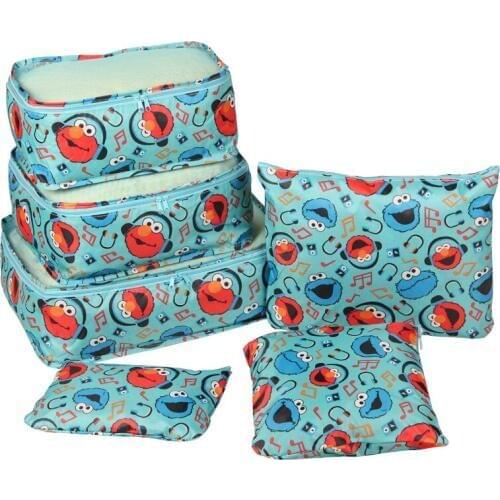 IVYYE 6PCS/Kits Sesame Street Doraemon Unicorn Fashion Anime Portable Travel Bag Reusable Foldable Handbags Luggage Storage NEW