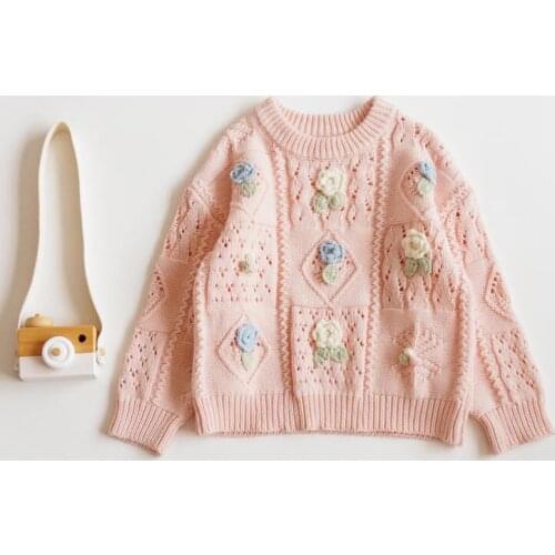 21 Girls sweaters floral design pullover pink colour as photos sweet toddler baby tops