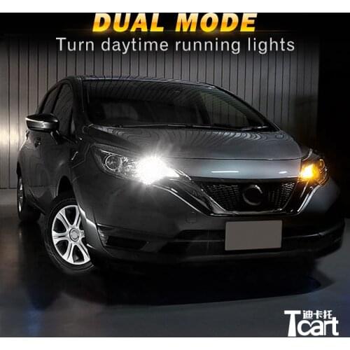 Tcart LED DRL Driving Daytime Running Lights Turn Signal Auto Working Lamps PY21W 1156 For Nissan Note E12 2012 2014 2015 2017