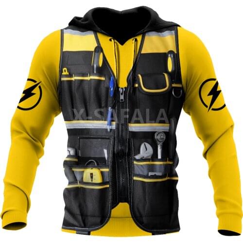 Electrician Uniform Pullover 3D Print Spring Autumn Hoodie Man Women Harajuku Outwear Zipper Pullover Sweatshirt Casual Unisex