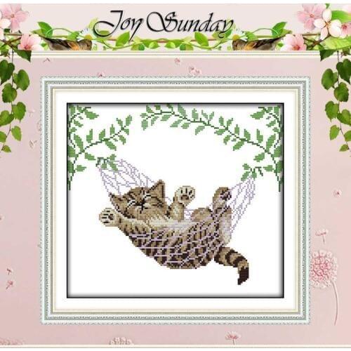 A Cat On A Basket Counted Cross Stitch 11CT 14CT Cross Stitch Set Wholesale animals DIY Cross-stitch Kit Embroidery Needlework