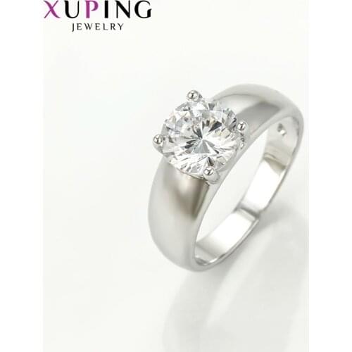 Xuping White Synthetic Cubic Zirconia Jewelry for Women Rhodium Color Plated Rings Fashion Engagement Gifts 10125