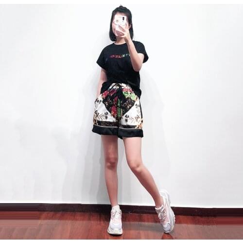 Patads French minority womens spring and summer versatile color letter short sleeve printed T-shirt t11698e