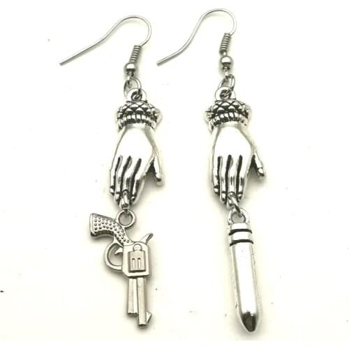 New Style Hand Earrings, Guns, Bullet Earrings, Playful Gifts, Couple Witch Womens Pendant Earrings