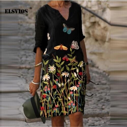 Sexy Retro V Neck Print Shirt Dress Fall Winter Casual Nine Points Sleeves Pencil Dress Elegant Vintage Pullover Streetwear Lady