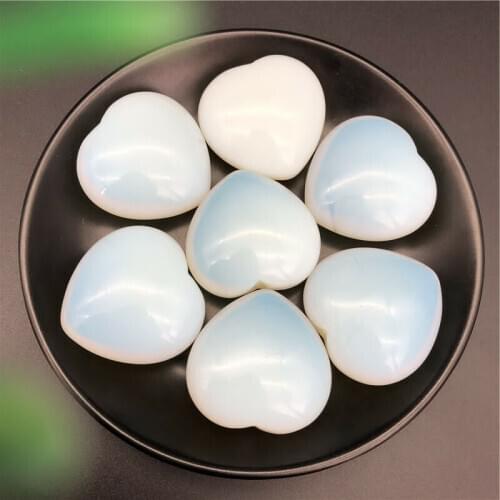1pc Beautiful White Opal Crystal Heart Shaped Polished Stones Healing Gift Decor Stones and Minerals