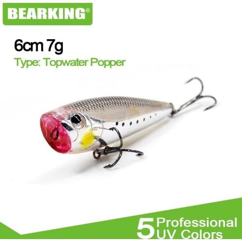 Hot model Bearking brand professional popper 6cm 7g Fishing Wobblers 1PC Fishing Lure Bait Swimbait Crankbait with 2xstrong Hook
