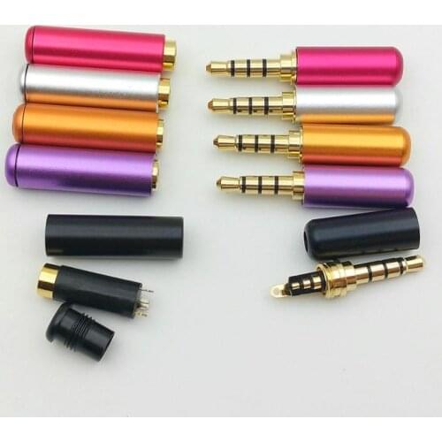 10set 1/8" 3.5mm male 4 pole stereo plug + female jack Audio TRRS connectors ADAPTER
