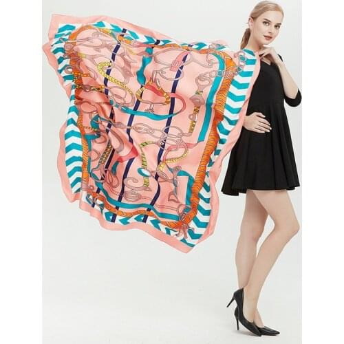 130*130cm TOP Silk Keychain luxurious Scarves Women Foulard Square Hijab Scarf Ladies Shawl wrap muffler pareo female hijab