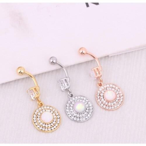 2019 New Arrivals 1pcs Opal 316L Stainless Steel belly Button rings Fire Stone Ball Piercing lot gem Navel Jewelry