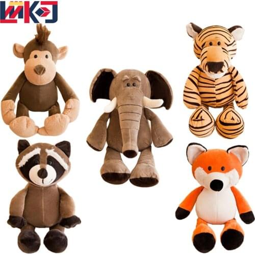 2021 Plush Toy 25Cm Stuffed Animals Toys Raccoon Elephant Giraffe Fox Lion Tiger Monkey Dog Plush Animal Toy for Kids Soft Gifts