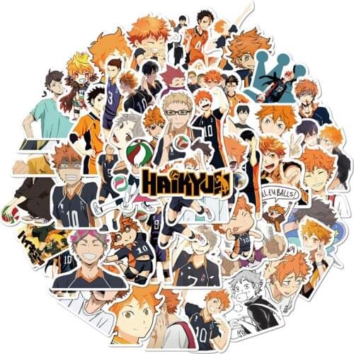 52PCS Volleyball Anime Haikyuu!! DIY Stickers Room Decor Waterproof Laptop Luggage Car Wall Sticker Wall Art Decals Gift