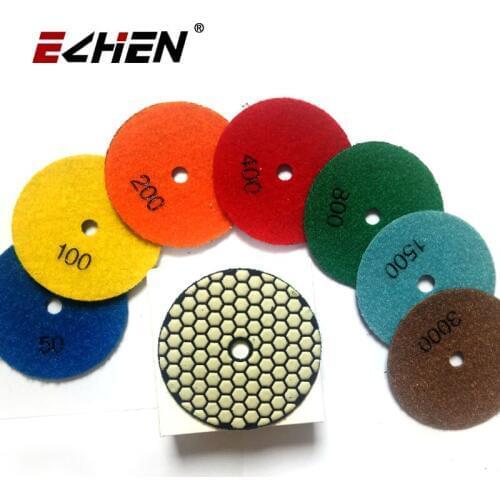 9 pieces 4inch #100 Dry polishing pad Flexible diamond polishing pad For Granite Marble Stone Sanding Disc