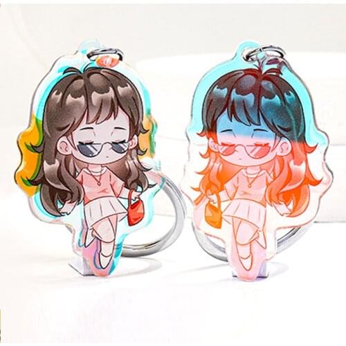 NO MOQ Acrylic Charms Holographic Custom Heart Epoxy Acrylic Keychains