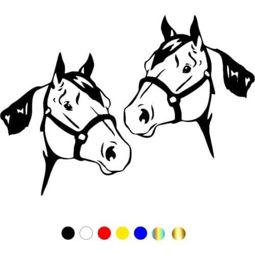 CS-10619# Vinyl Decal 2 Mirrored Quarter Horse Head Car Sticker Waterproof Auto Decors on Truck Bumper Rear Window
