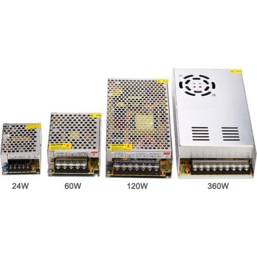 LED Driver 12V Switching Power Supply Adapter Transformer 24W 60W 120W 360W Aluminum for LED Strip Light Ribbon Linghting