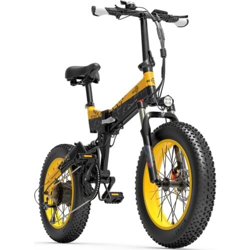 1000W Electric Bike BEZIOR XF200 Mens Snow Bike Folding Ebike Adult Electric Bicycle 20" Fat Tire 48V 15AH Max Speed 40km/h