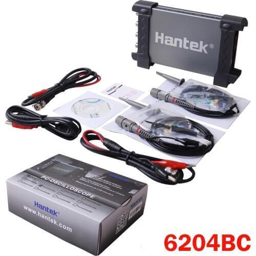 Hantek 6204BC Digital Oscilloscopes 200MHZ 1GSa/s 4CH Windows10 / 8 / 7 With USB Interface Probe PC Handheld Free Shipping
