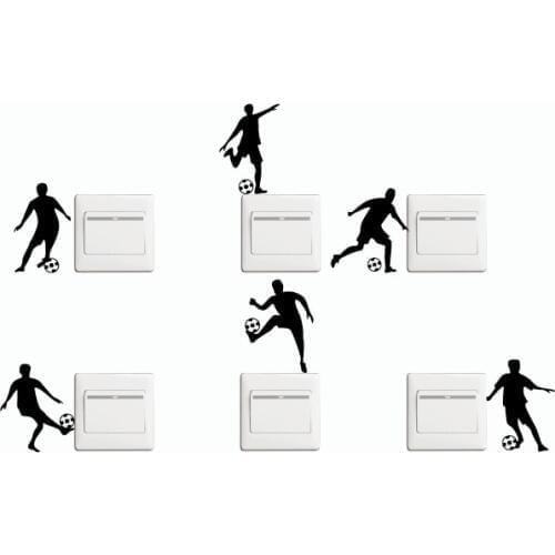 KG-269 Set Of 6 DIY Creative Football Switch Stickers Cartoon Silhouette Vinyl Wall Sticker Home Wallpaper