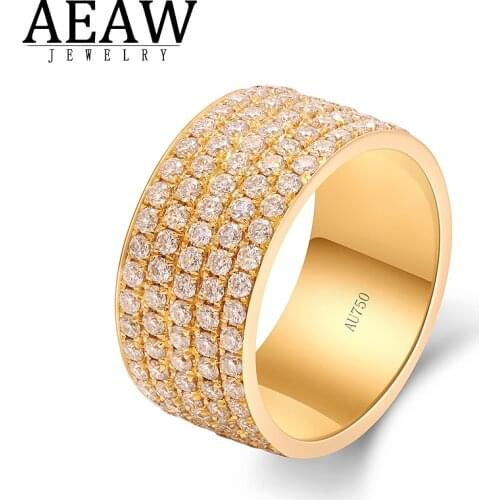 Solid 14K Yellow Gold Round Excellent Cut DF Color VVS1 Moissanite Wedding Band for Men Fine Jewelry
