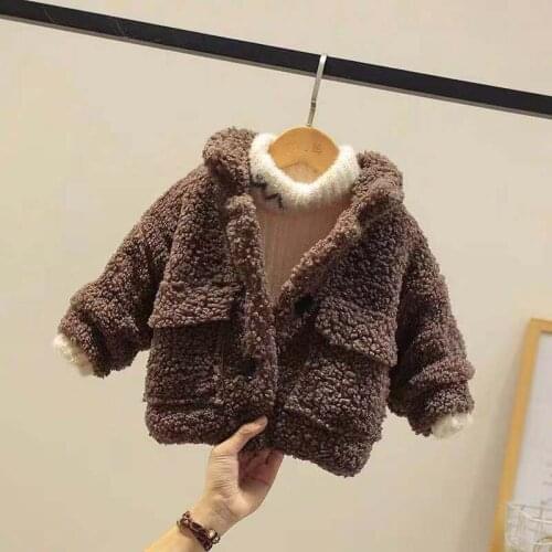 Baby Boys Girls Coat Autumn Winter Unisex Kids Casual Solid Thick Jackets Korean Style Warm Lambswool Toddler Girl Jacket 2-6 Y