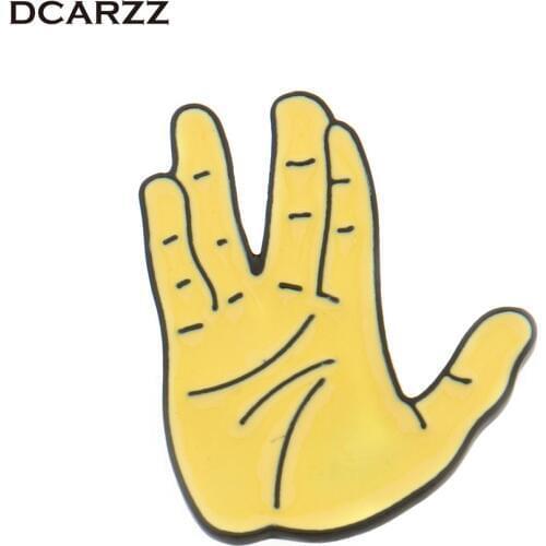 Spock Hand Metal Brooch Enamel Trekkie Pin Live Long and Prosper Pins Brooches Badge for Coat Bag Kids Gift Jewelry Wholesale