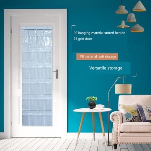 24 grid multi-layer door with transparent plastic shoe storage bag on the back wall to store hanging bag household products
