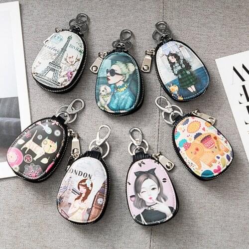 5 Colors Painted Design Women Girls Key Bag PU Leather Key Wallets Housekeepers Car Key Holder Case Gigh Quality Keychain Pouch