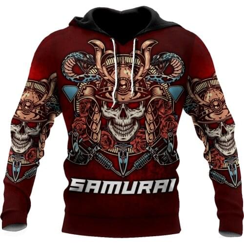 Samurai Warrior Tattoo Men 3D Print Casual Hoodies Harajuku Pullover Unisex Hood Sweatshirts Jacket Hip-Hop Women New Streetwear