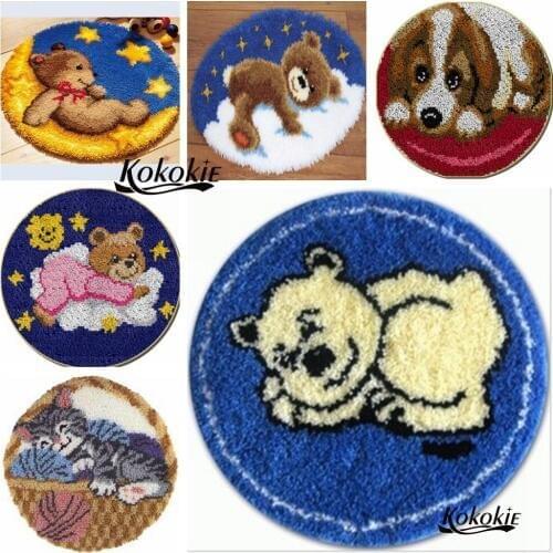 Latch hook kits cartoon animal tapestry kits printed canvas cushion accessories DIY carpet needle for carpet Foamiran for crafts
