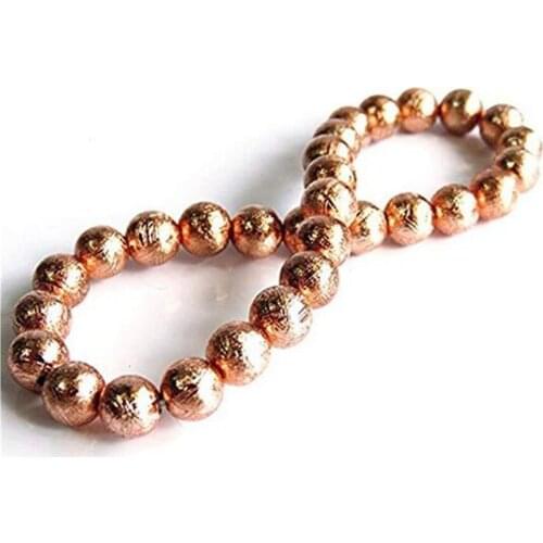 Genuine 7mm Natural Gibeon Iron Meteorite Fashion Woman Men Round Beads Bracelet
