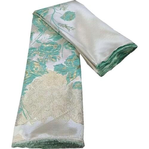 New 5Yards African Lace Fabric Nigerian Jacquard Brocade Material Floral Damask Tissus Cloth Telas For Sewing Party Dress DJO6