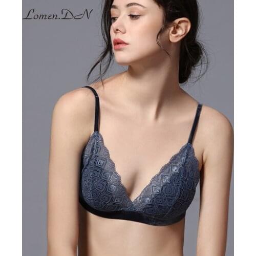 New lace silk lining without steel ring bra small chest French underwear female thin summer bra Sexy and feminine bra