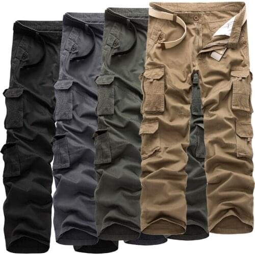 BALDAUREN 2021 Spring And Autumn New Mens Overalls Casual Loose Large Size Multi-Pocket Mens Cotton Mid-Waist Trousers