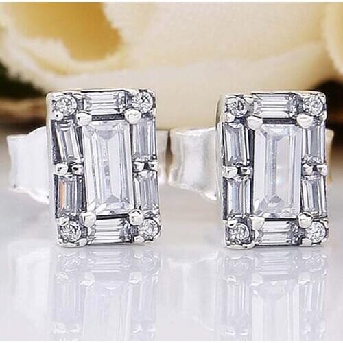 Original Women Luminous Ice With Crystal Stud Earrings For Women 925 Sterling Silver Earring Wedding Gift DIY Jewelry